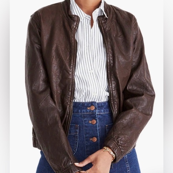 Madewell Jackets & Blazers - Madewell Leather Aviator Bomber Jacket in Brown Size Small